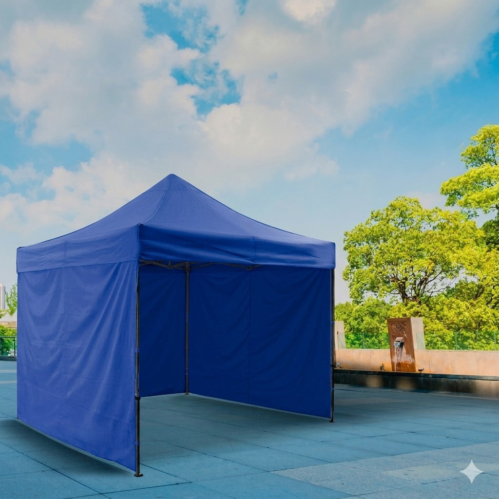 Toldo plegable 3x3 carpa filtro UV, azul + lateral azul