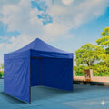 Toldo plegable 3x3 carpa filtro UV, azul + lateral azul