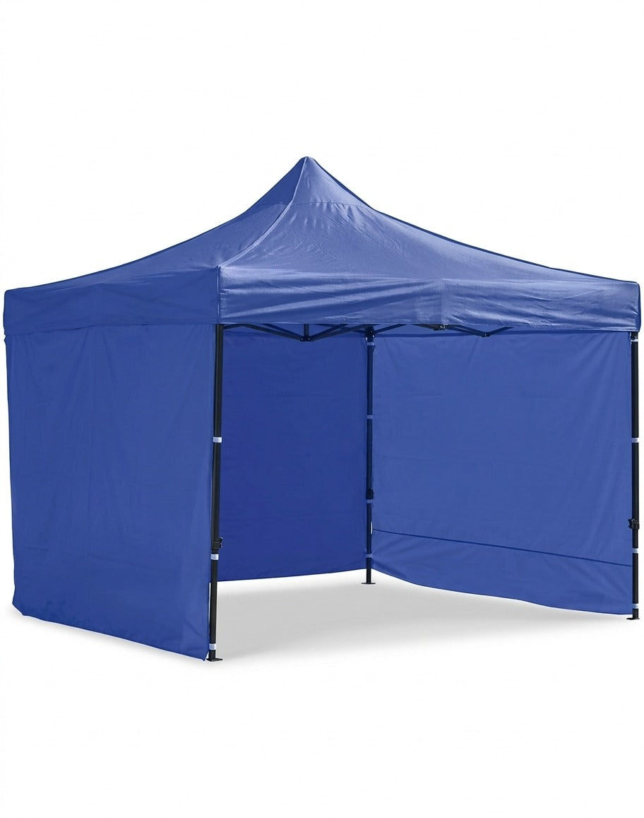 Toldo plegable 3x3 carpa filtro UV, azul + lateral azul